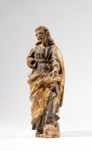 Apôtre. Sujet en bois sculpté, polychrome...