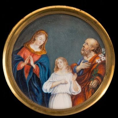 Grande miniature représentant La Sainte Famille....