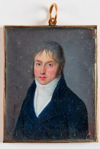 Portrait d'homme. Miniature de forme rectangulaire,...