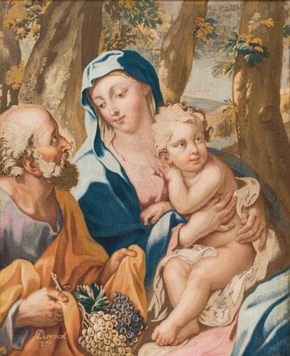 D'après Parrocel
La Sainte Famille. Tapisserie...