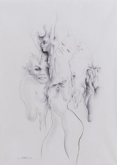 Michèle VAN COTTHEM (née en 1939)
Nus. Crayon...