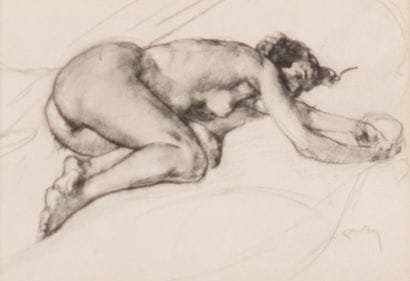 Félicien rops (1833 - 1898)
Nu allongé tenant...