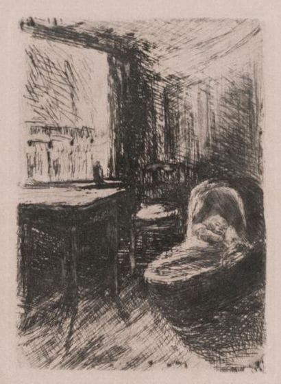 Max LIEBERMANN (1847 - 1935)
Enfant au berceau....