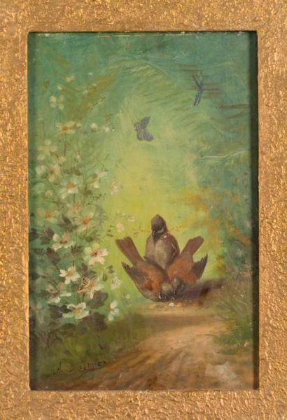 A. D'ABENS
Oiseaux dans des paysages fleuris....