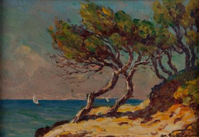 J. HU
La côte à la Redonne.
Huile sur panneau,...