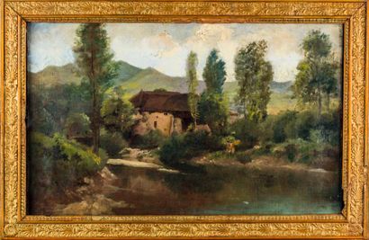Ecole Française du XIXème siècle - P. LACOUR
Chaumière...