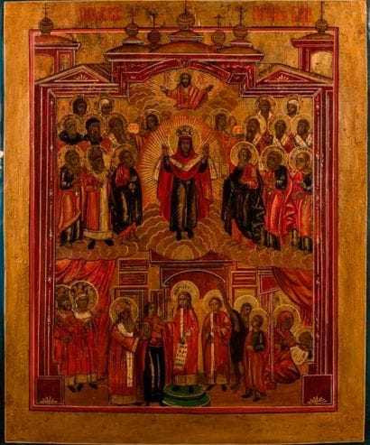 ICONE. La Vierge et des Saints. Grèce, XIXème...