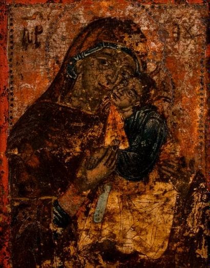 ICONE. Vierge à l'Enfant. Russie. 25x19 ...