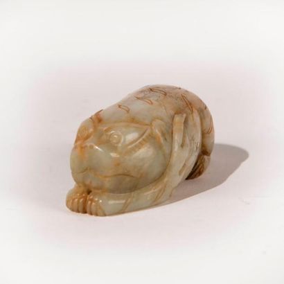CHINE, XXème siècle. Petit groupe en jade...