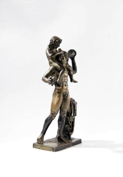 Bacchus enfant et faune en bronze, d'après...