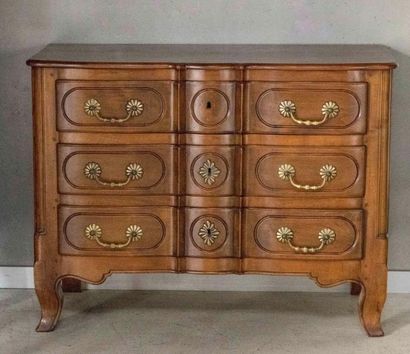 Commode en noyer et bois naturel, ouvrant...