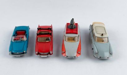 Dinky Toys France, lot de 4 voitures : Peugeot...