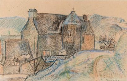 Pinchus KREMEGNE (1890-1991)
Paysage.
Crayons...