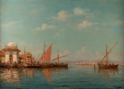Paul SAVIGNY (1858-1916)
Vue d'un port oriental.
Huile...