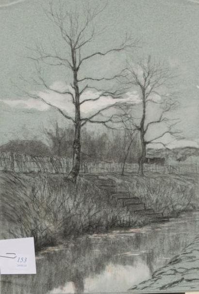 Léon BENOIT (1891-1907)
Etude d'arbres, hiver...