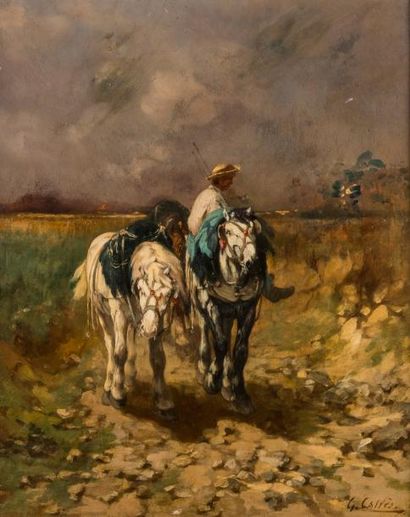 Léon Georges CALVES (1848-1923)
Chevaux de...