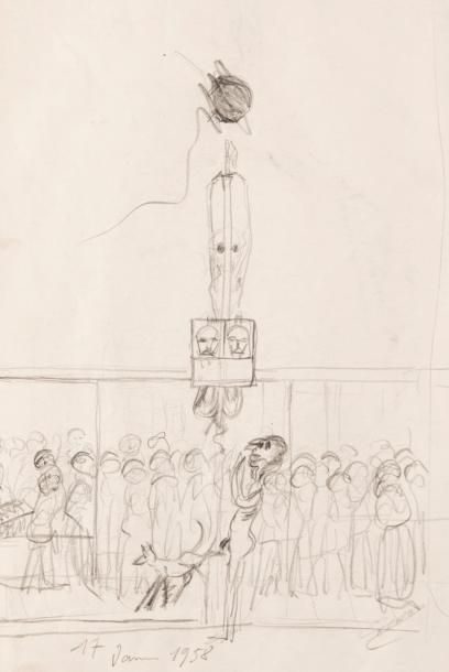 Ferdinand DESNOS (1901-1958)
Procession ?
Crayon,...
