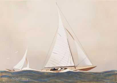 Léon HAFFNER (1881-1972)
Régate.
Aquarelle...