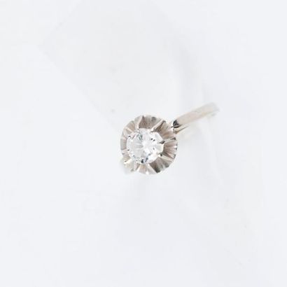 Bague solitaire, la monture en or gris 750...