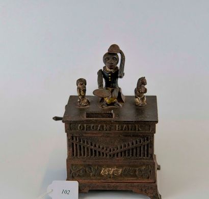 Tirelire américaine en fonte peinte «  Organ...