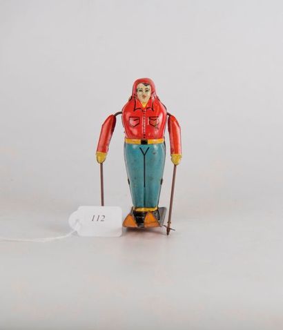 Skieur mécanique en tôle lithographiée, en...