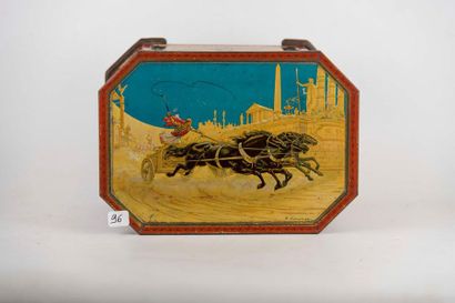 Belle boîte en tôle lithographiée à décor...