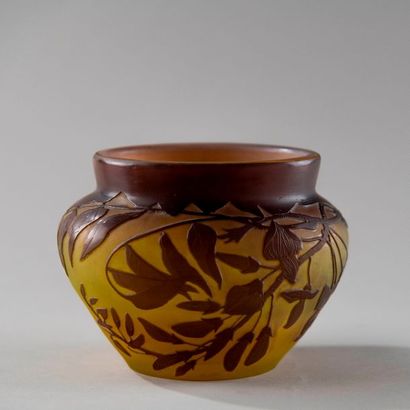 Emile GALLE (1846-1904). Vase en verre multicouche...