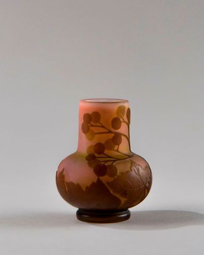Emile GALLE (1846-1904). Vase en verre doublé...