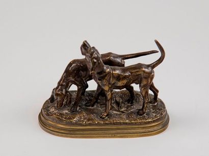 Alfred DUBUCAND (1828-1894). Deux chiens...