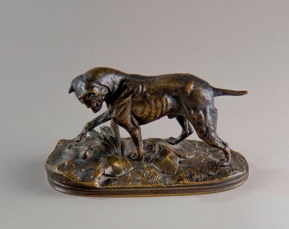 Joseph CHEMIN (1825-1901). Dogue et escargot....