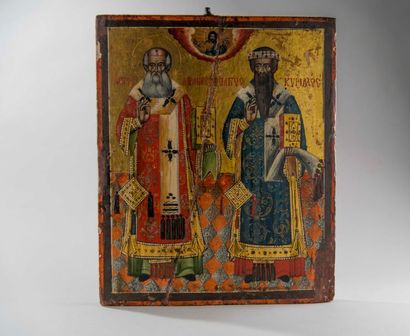 Icone, Grèce. Sainte- Athanase et Saint-Cyril....