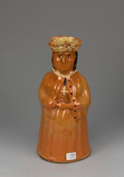 MIDI. 
Deux pots Jacquot émaillés orangé...