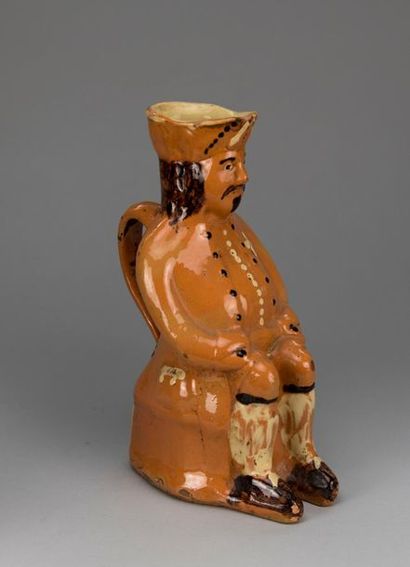 MIDI. 
Deux pots Jacquot émaillés orangé...