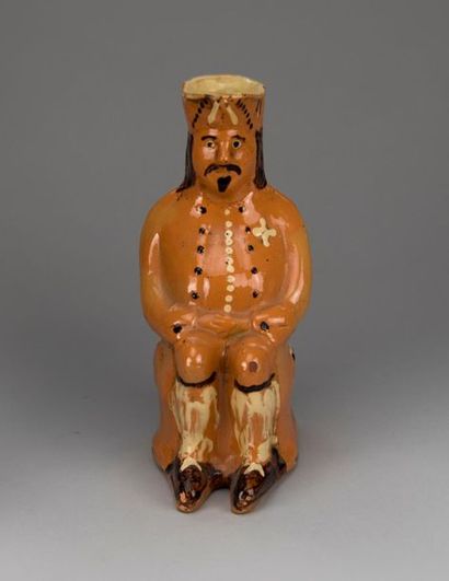 MIDI. 
Deux pots Jacquot émaillés orangé...