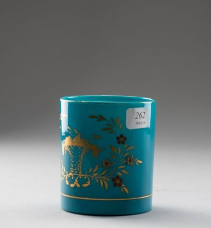 Gobelet droit en opaline de cristal turquoise...