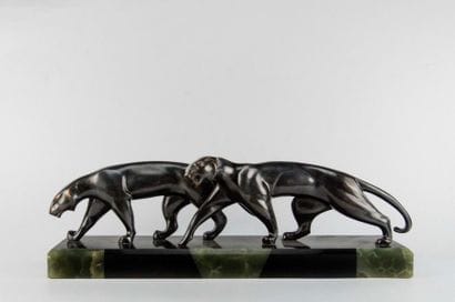 Michel DECOUX (1837-1924). Deux panthères...