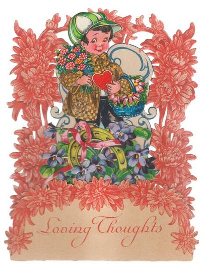 “ Loving thoughts”. Chromo (17 × 13 cm) dépliant...