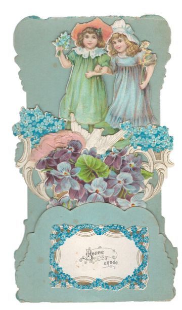 “ Bonne Année”. Chromo (16 × 9 cm) dépliant...