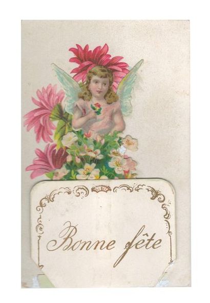 “ Bonne fête”. Chromo (14,3 × 9 cm) dépliant...