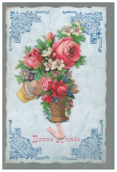 « Mille bons baisers ». Carte postale à bordure...