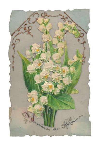 « Souvenir de mai ». Carte postale en celluloïd...