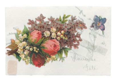 « Souvenir de mai ». Carte postale en celluloïd...
