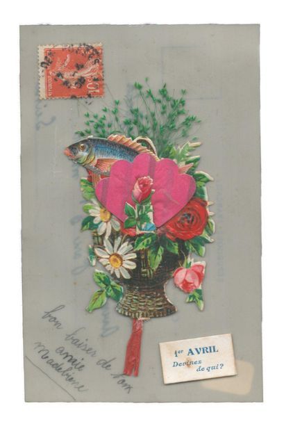 « Souvenir de mai ». Carte postale en celluloïd...