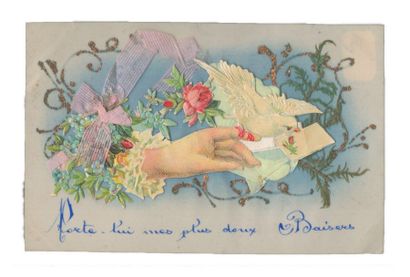 « Souvenir de mai ». Carte postale en celluloïd...