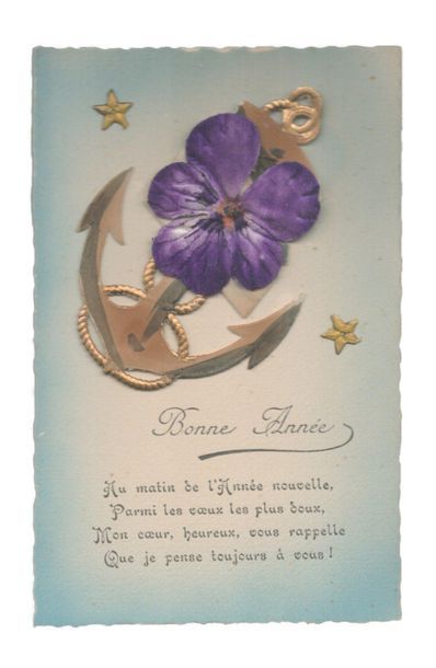 « Bonne année ». Carte postale (Chromolithographie gaufrée)....