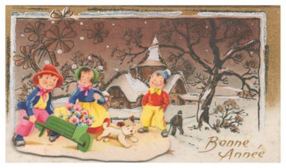 « Bonne Année ». Carte postale. Relief en...