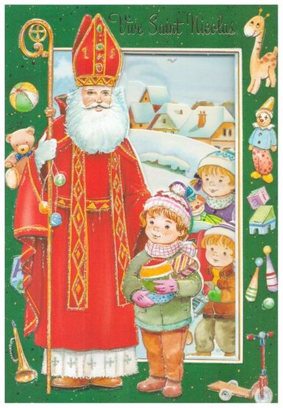 « Vive Saint Nicolas ». Quatre cartes postales....