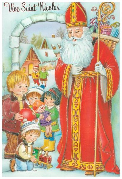 « Vive Saint Nicolas ». Quatre cartes postales....