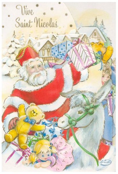 « Vive Saint Nicolas ». Quatre cartes postales....