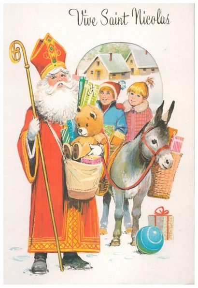 « Vive Saint Nicolas ». Quatre cartes postales....